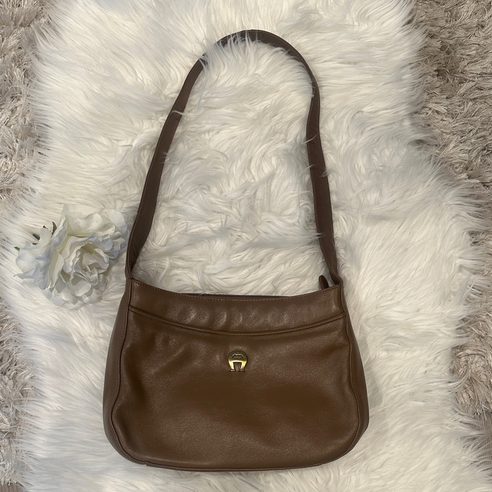 EUC Vintage Etienne Aiger Taupe Brown Soft Leather Shoulder Bag